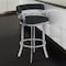 Armen Living Prinz 26" Counter Height Swivel Black Faux Leather and Brushed Stainless Steel Bar Stool LCPRBABLBS26 - alternate 5